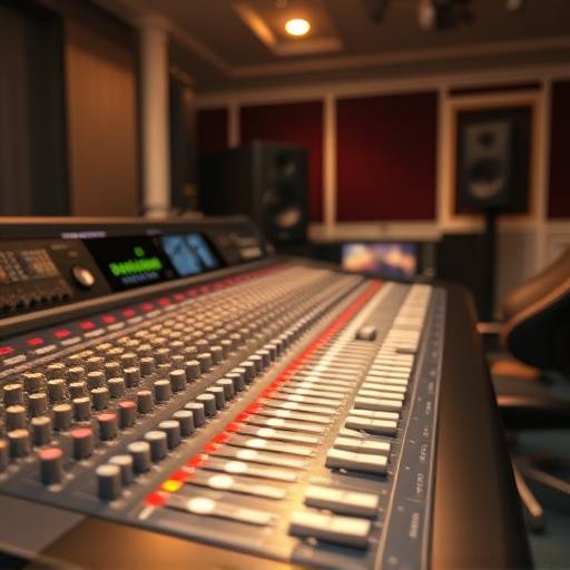 Mesa de mixagem profissional no Sonora Arte Estüdio